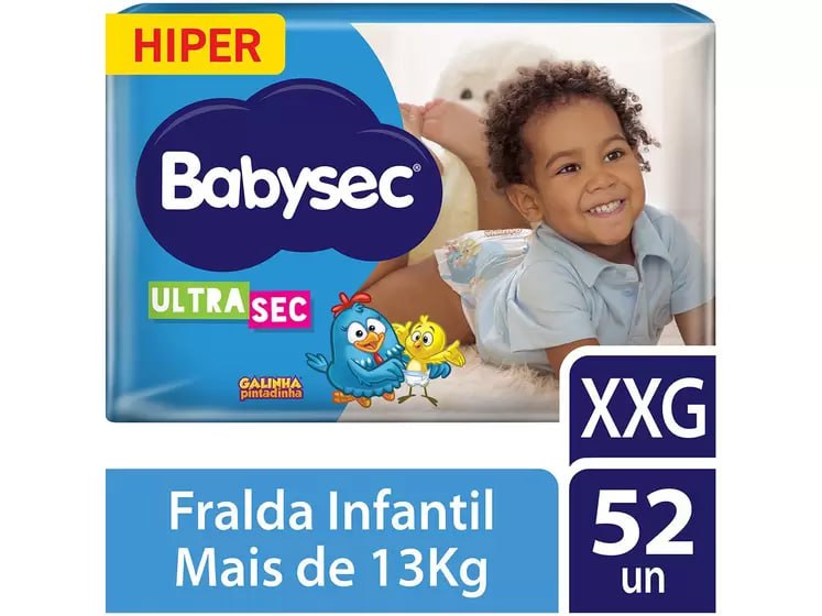 Fralda Babysec Galinha Pintadinha Ultrasec - Tam. XXG Acima de 13kg 52 Unidades