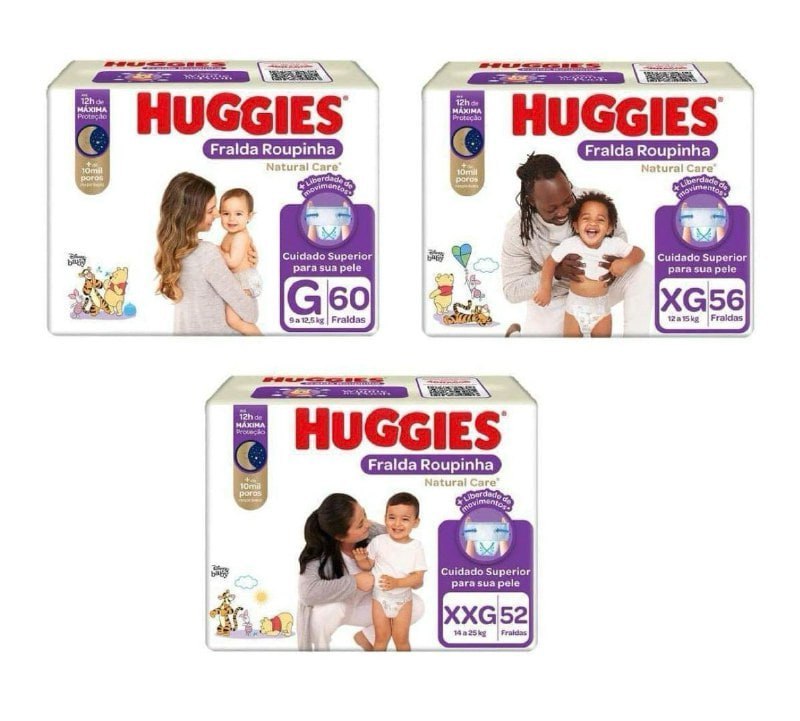 Fralda Huggies Natural Care Roupinha