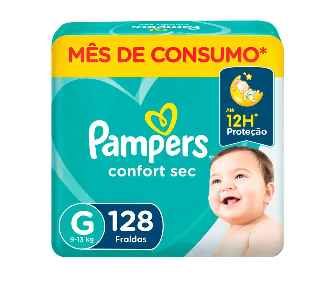 Fralda Pampers Confort Sec G 128 Unidades