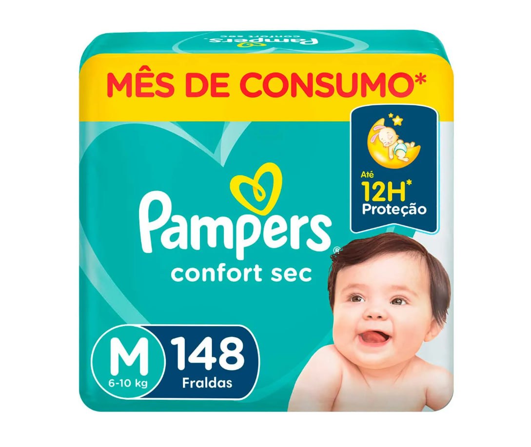 Fralda Pampers Confort Sec M 148 Unidades