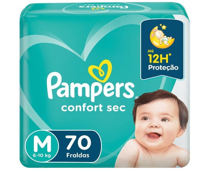 Fralda Pampers Confort Sec M - 70 Fraldas