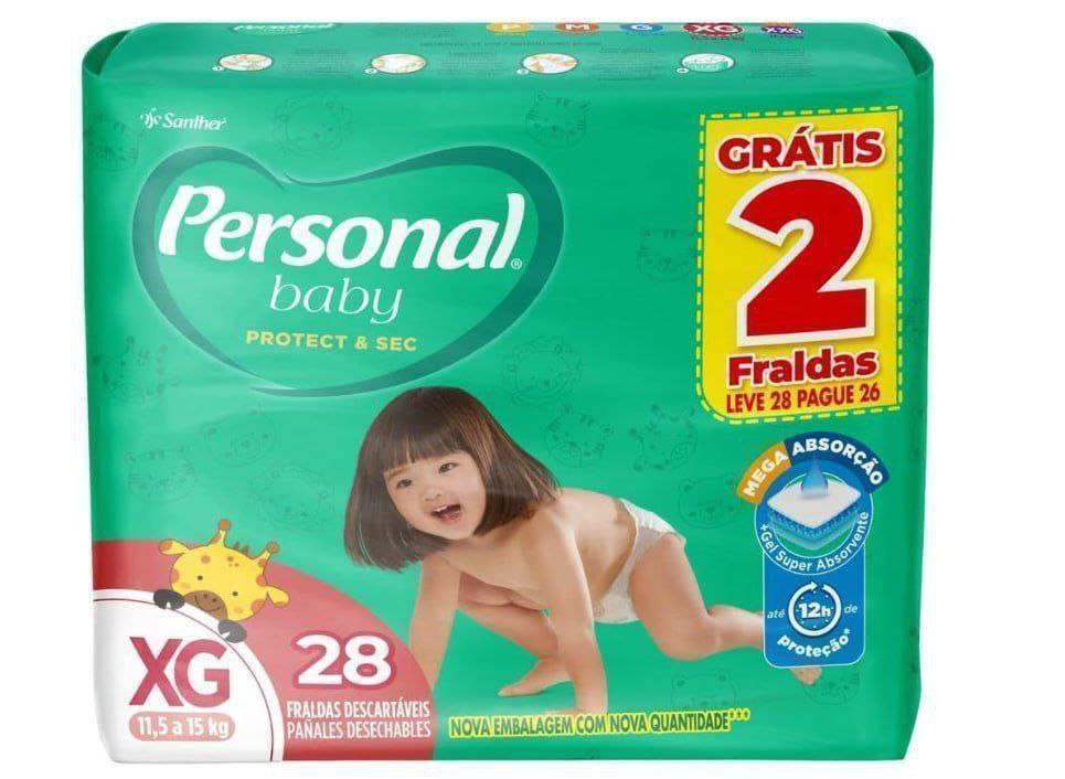 Fralda Personal Baby Protect e Sec XG Mega 9x28pads Leve 28 pague 26 Unidades
