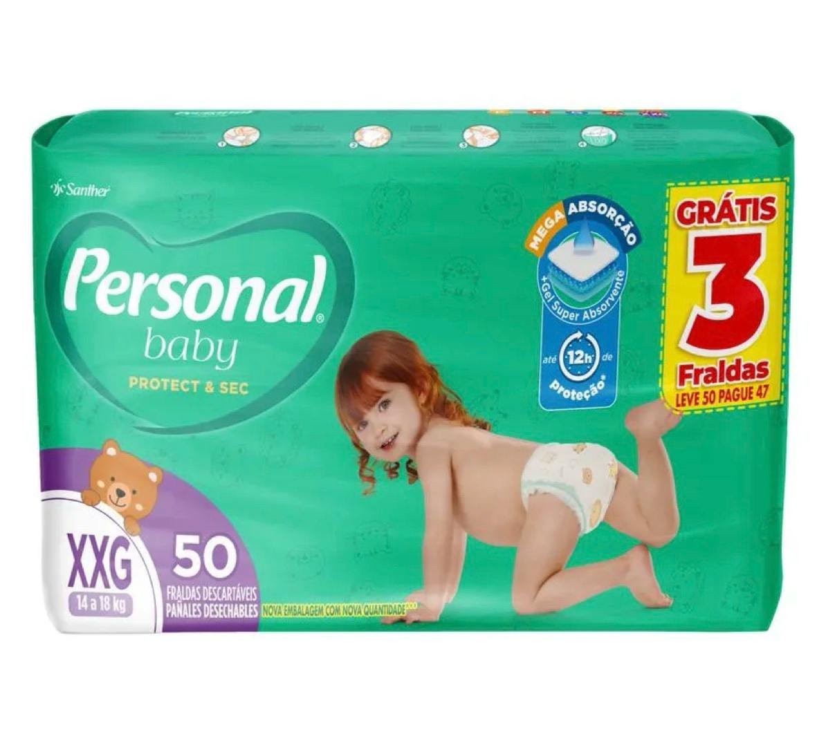 Fralda Personal Baby Protect&Sec XXG 50 unidades