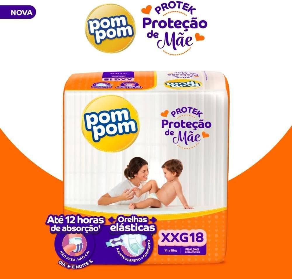 Fralda Pom Pom Derma Protek Jumbo XXG 18 Unidades