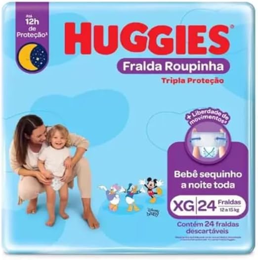 Fralda Tripla Proteção Huggies Roupinha XG com 24