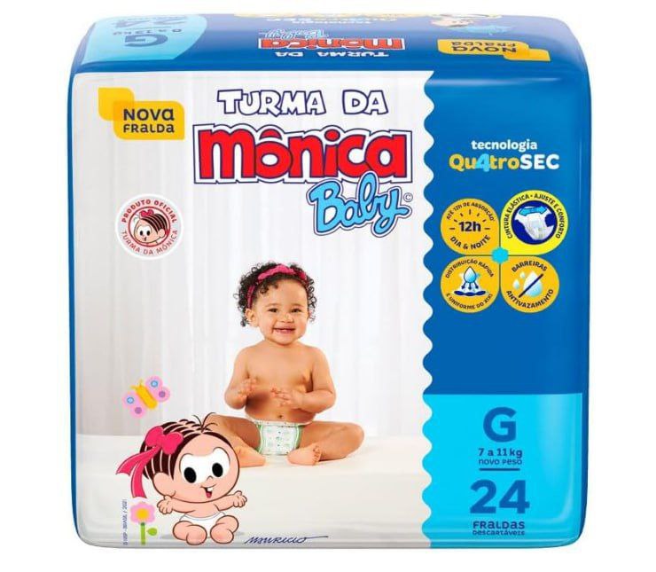 Fralda Turma da Mônica Baby Jumbo G 24 Unidades