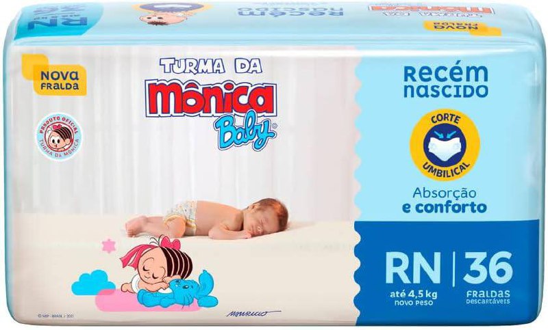 Fralda Turma da Mônica Baby Jumbo RN 36 Unidades
