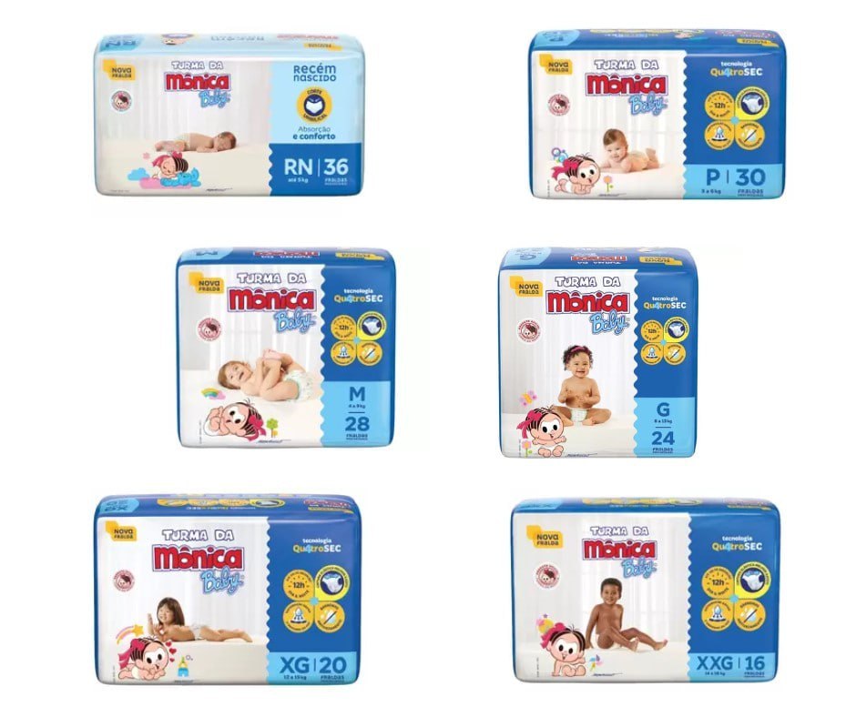 Fralda Turma da Mônica Baby (Rn ao XXG)
