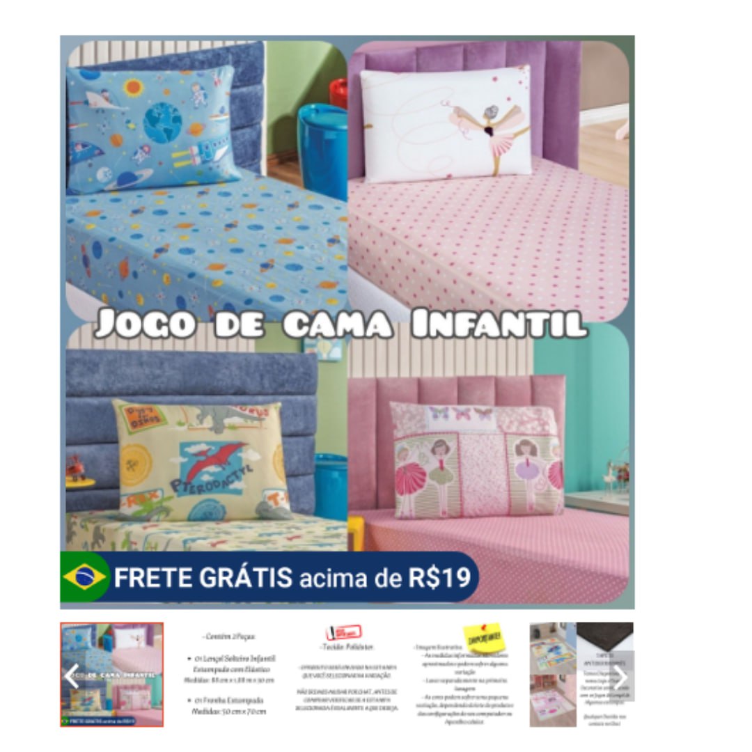 Jogo Roupa de Cama Solteiro Kids Infantil Menino e Menina Estampados 2 Pçs Diversas Estampas