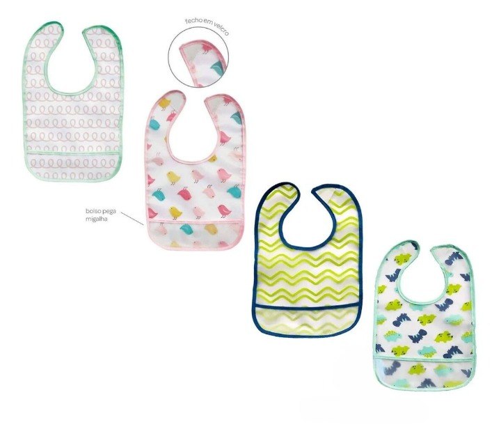 Kit 2 Babadores Com Bolso Buba