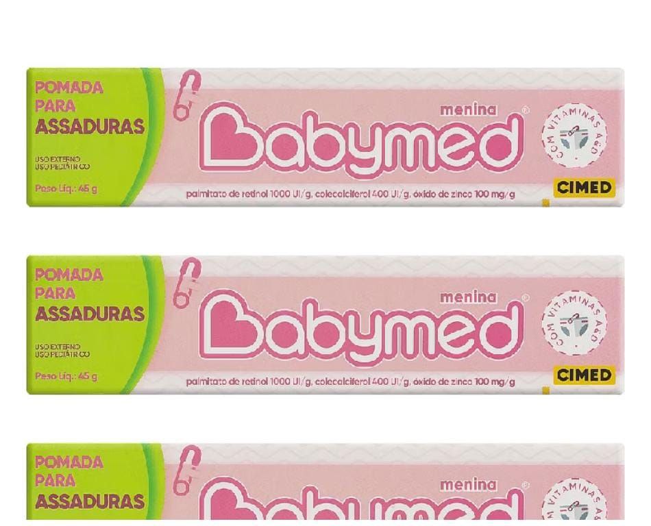 Kit 3 Pomadas Para Prevenção De Assaduras Babymed Rosa 45g