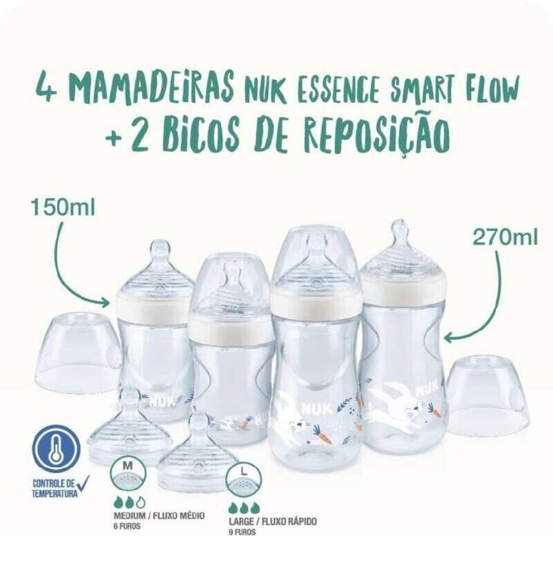 Kit 4 Mamadeiras Starter Smart Flow Recém Nascido - Nuk