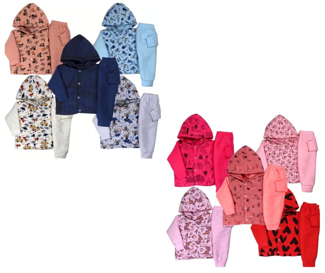Kit 5 Conjuntos Inverno Soft Menino ou Menina (P ao G)