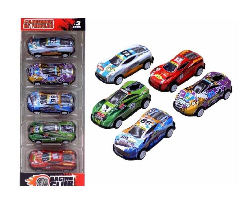 Kit com 5 Carrinhos Drift Racing em Metal, Zoop Toys