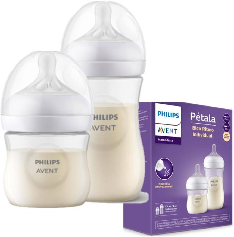 Kit Duplo Mamadeiras Pétala 125ml e 260ml Philips Avent