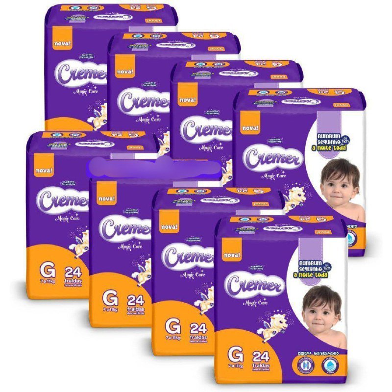 Kit Fraldas Cremer Jumbo G 192 Unidades