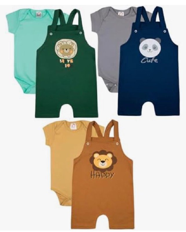 Kit jardineira moletinho 6 peças