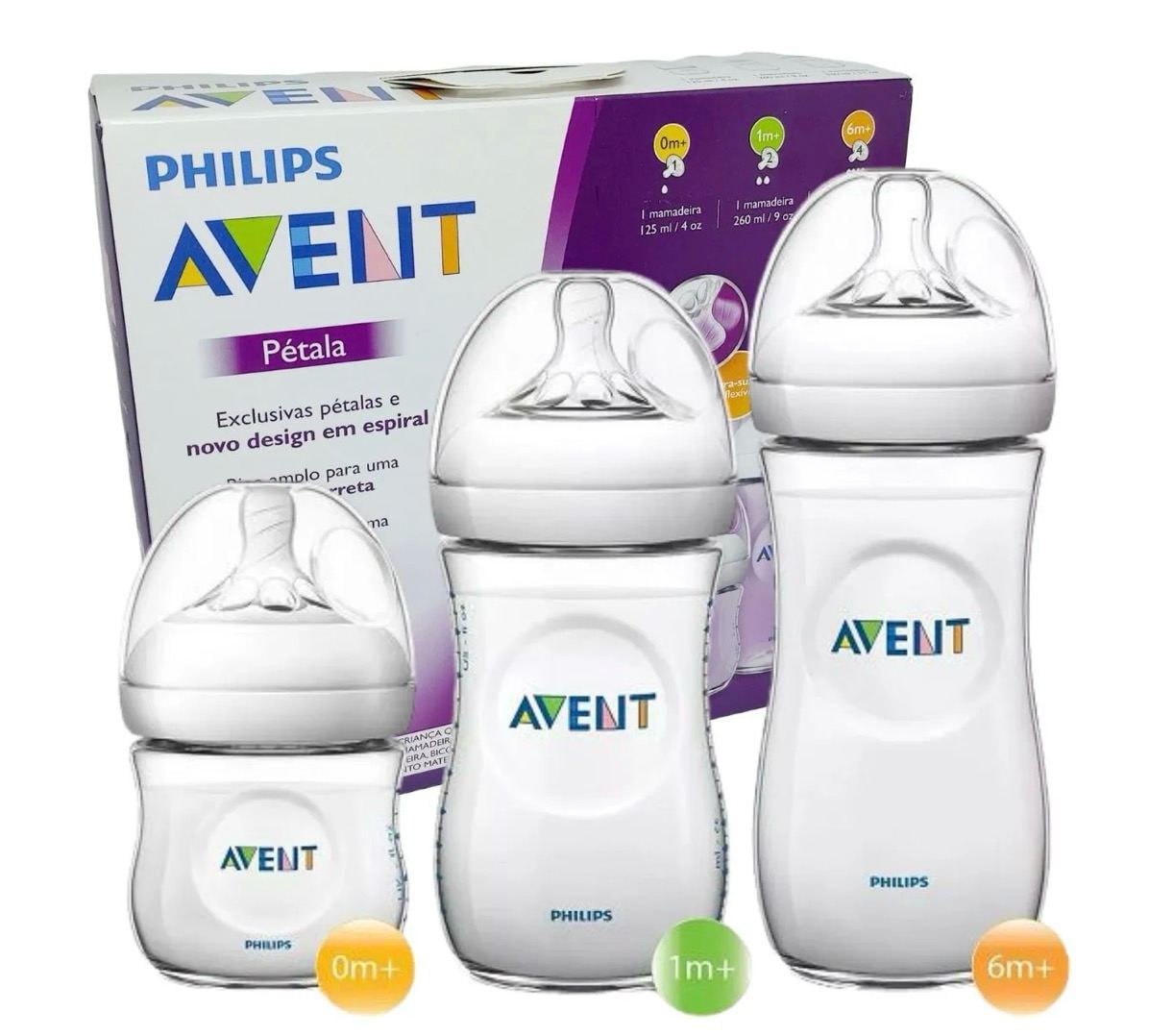 Kit Mamadeiras Philips Avent Pétala 125ml, 260ml e 330ml