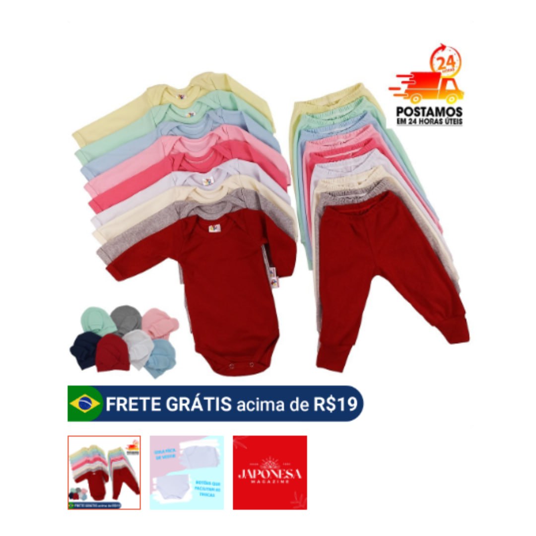 Kit roupas de bebê 12 Pçs Body Manga longa E Mijão Barato Enxoval