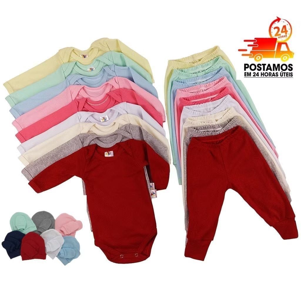 Kit roupas de bebê 12 Pçs Body Manga longa E Mijão Barato Enxoval