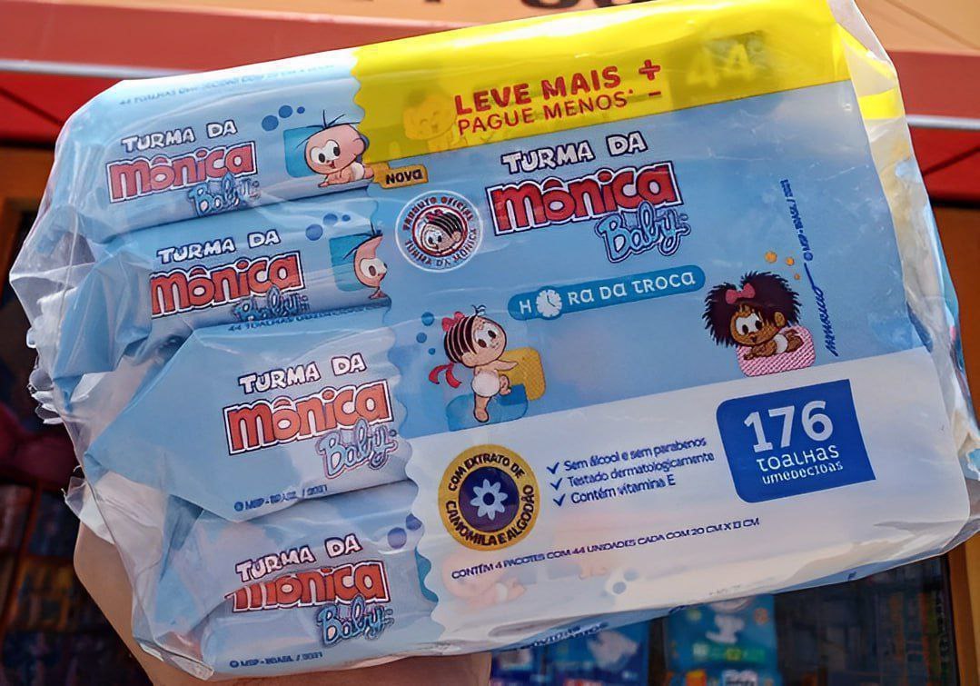 Kit Toalhas Umedecidas Turma da Mônica Hora da Troca 176 unidades