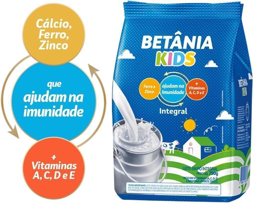 Leite em Pó Integral Betânia Kids 750g
