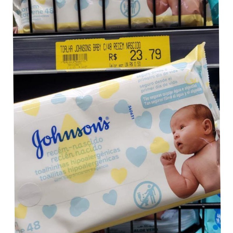 Lenços Umedecidos JOHNSON'S  Baby Recém Nascido  48 unidades