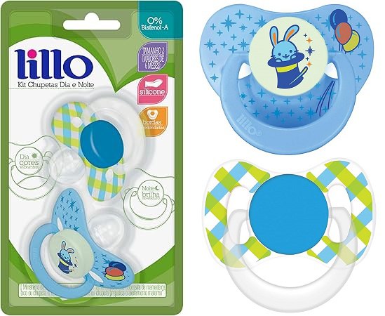 Lillo Kit 2 Chupetas Dia E Noite - Azul