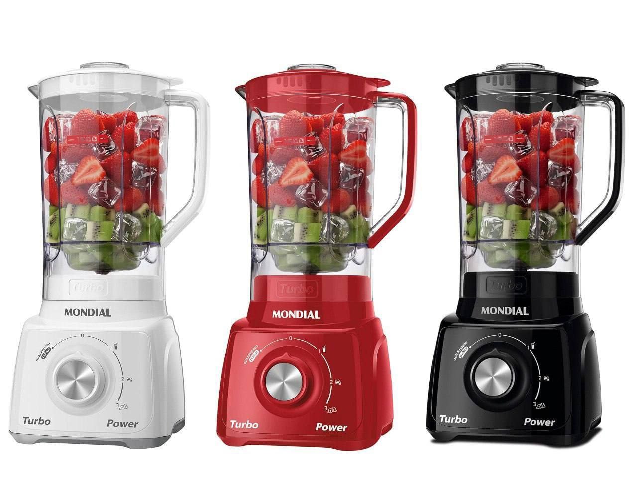 Liquidificador Mondial, Turbo Power 550W, 127V, Vermelho, 1,6L