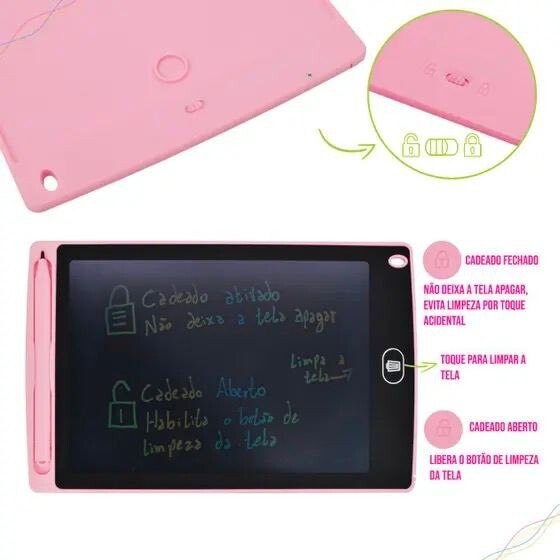 Lousa Mágica Tela LCD 8,5 Polegada Portátil Tablet Infantil