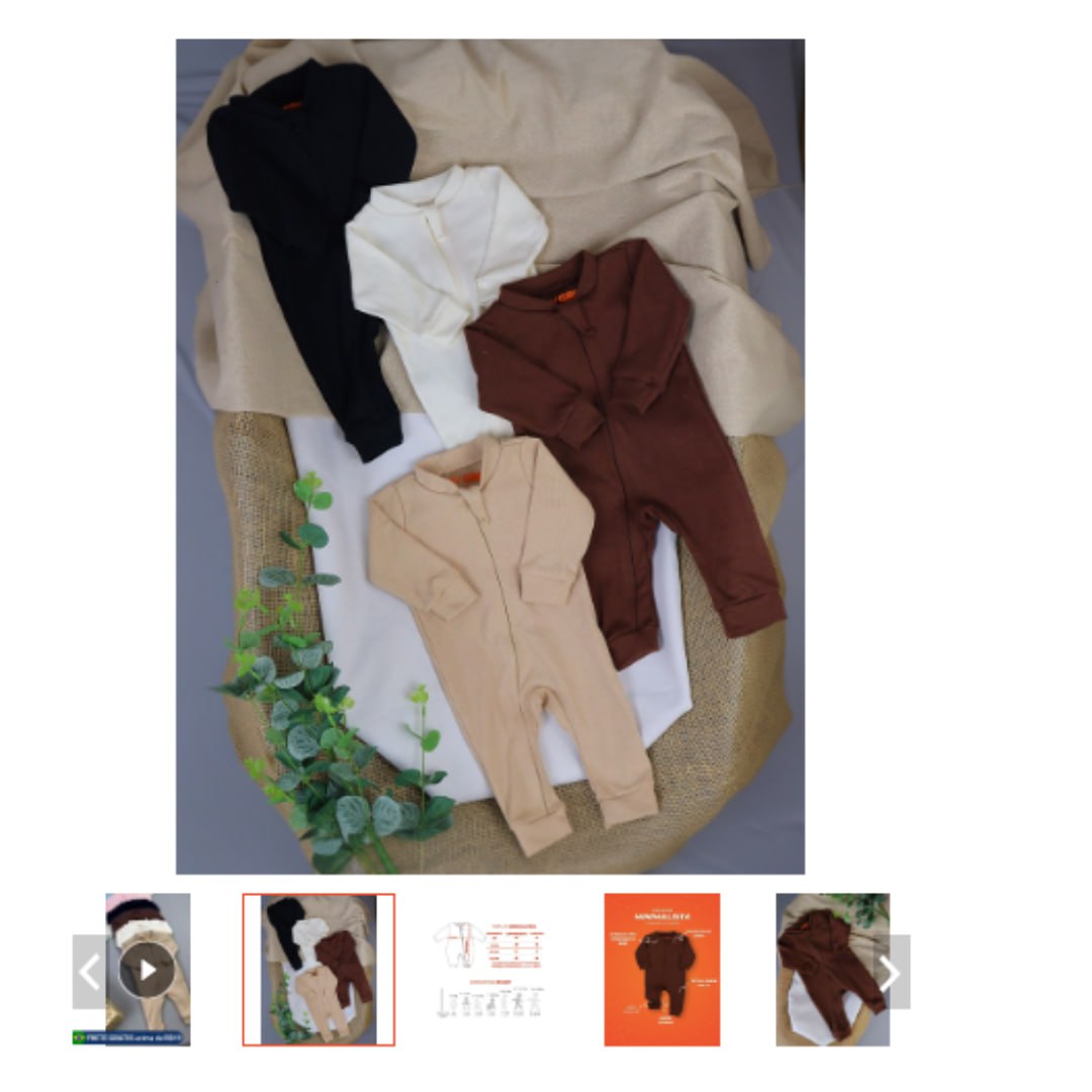 Macacão de Bebe Minimalista com Ziper Baby Greg - (0 a 9 meses) Lançamento