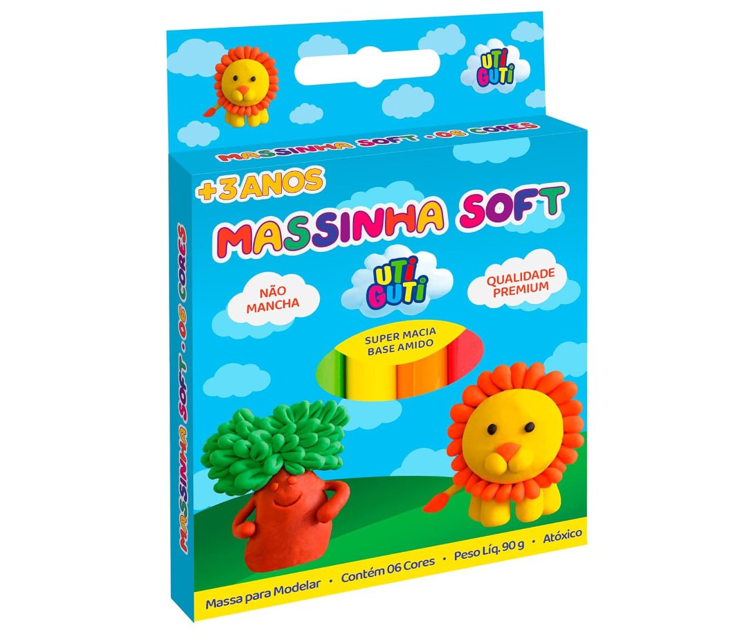 Massa para Modelar Massinha Soft Uti Guti 6 cores
