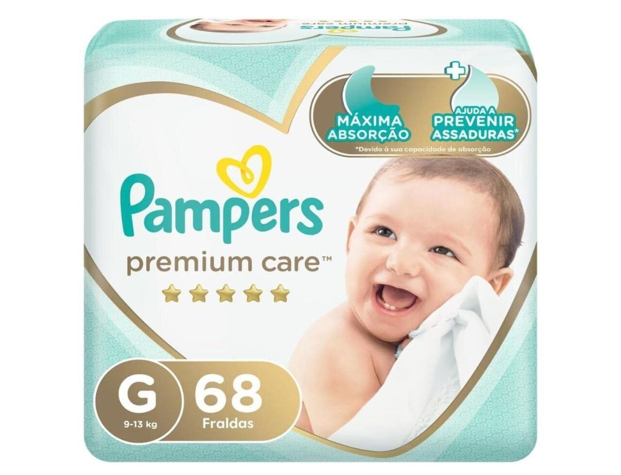 Pampers Fraldas Premium Care G com 68