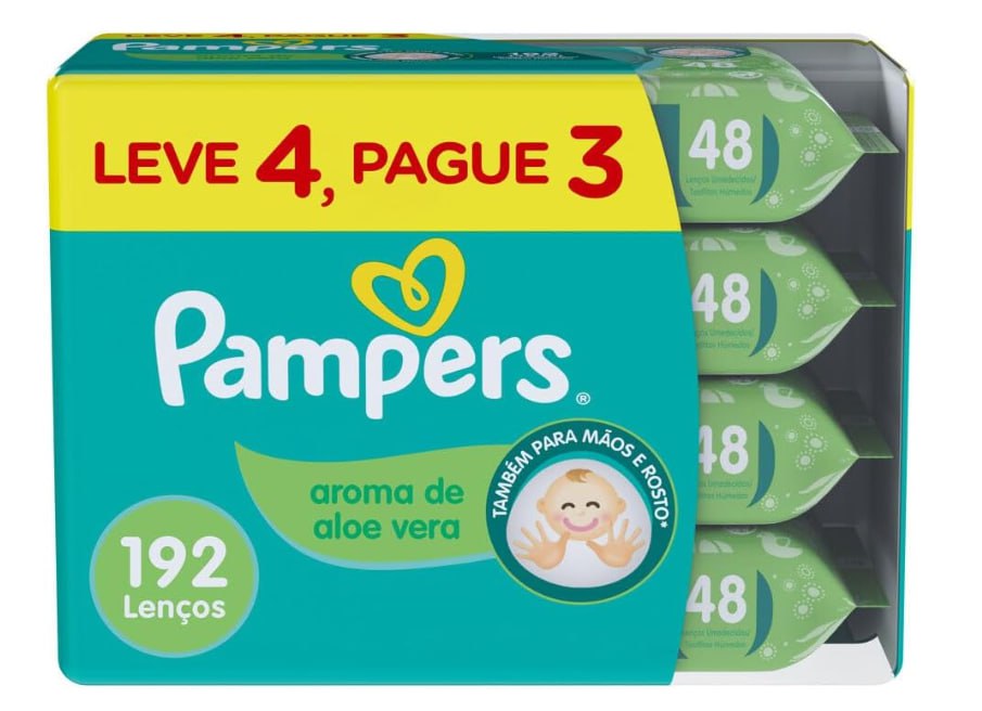 Pampers Lenços Umedecidos Aroma De Aloe Vera 192 Unidades