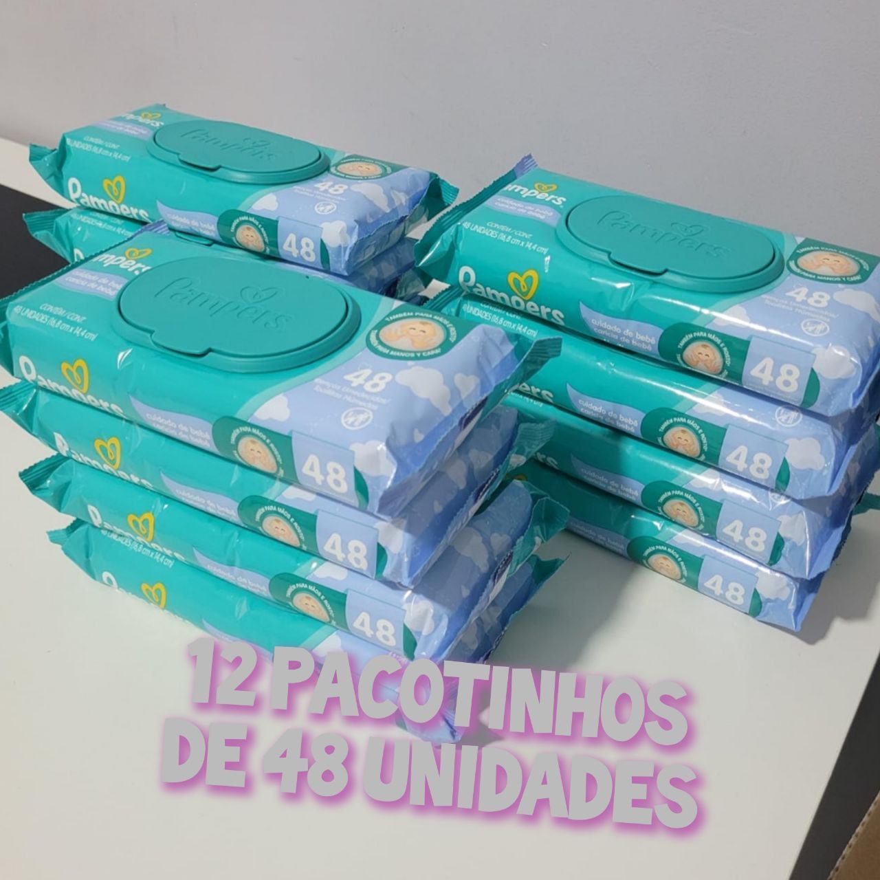 Pampers Lenços Umedecidos Cuidado de Bebê 576 unidades (12 pcts de 48 uni cada)