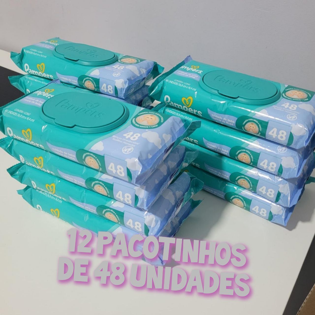 Pampers Lenços Umedecidos Cuidado de Bebê 576 unidades (12 pcts de 48 uni cada)