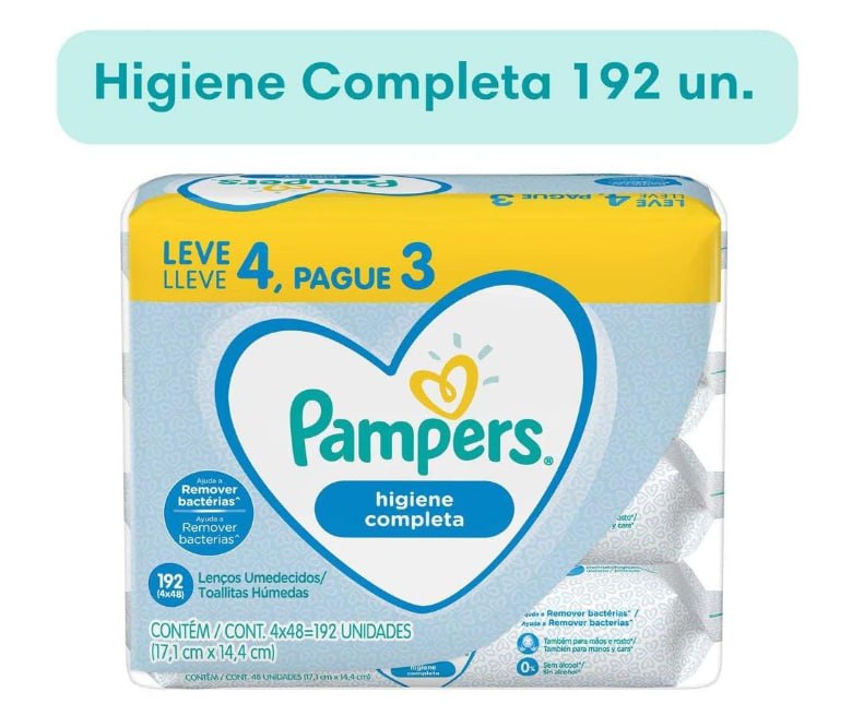 Pampers Lenços Umedecidos Higiene Completa 192 Unidades