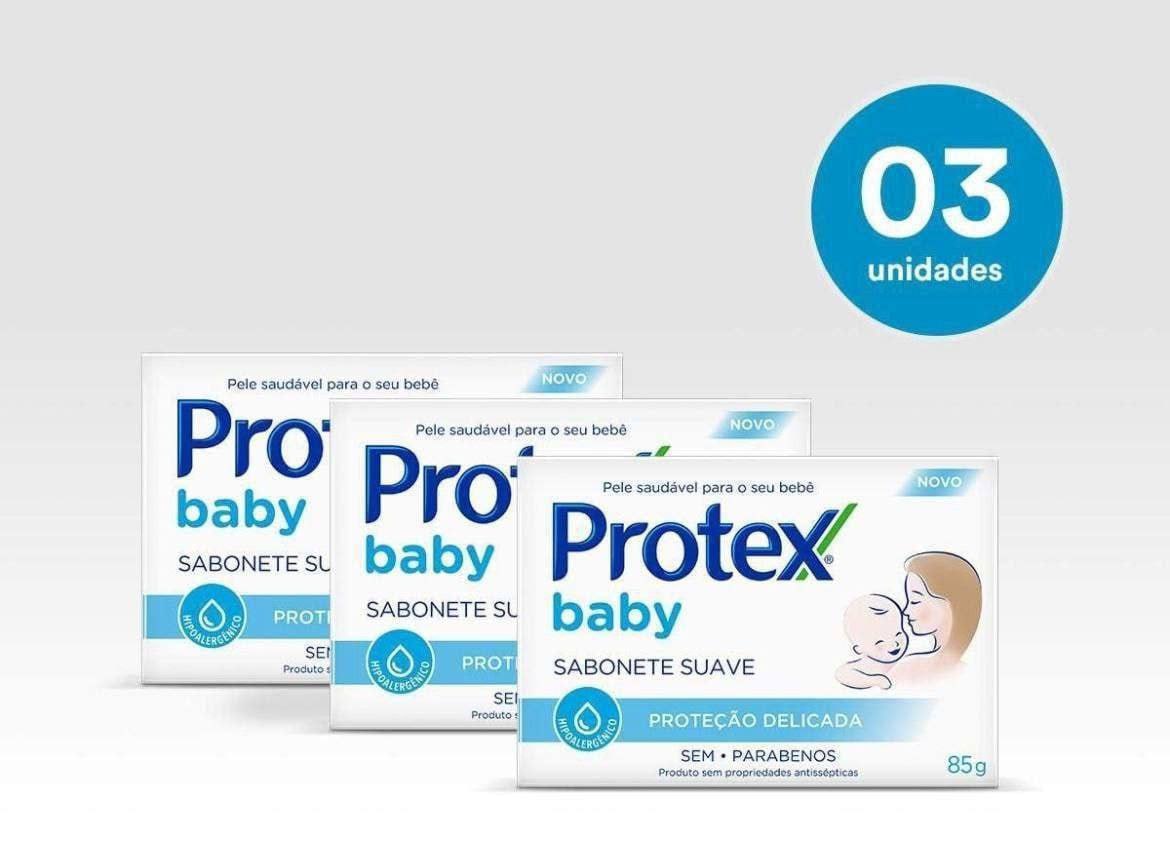 Protex Sabonete Em Barra Para Bebê Baby Delicate Care 85G 3 Unidades