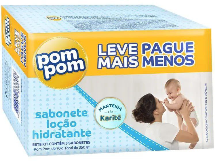 Sabonete Infantil Pom Pom Hidratante 70gr (5 Unidades)