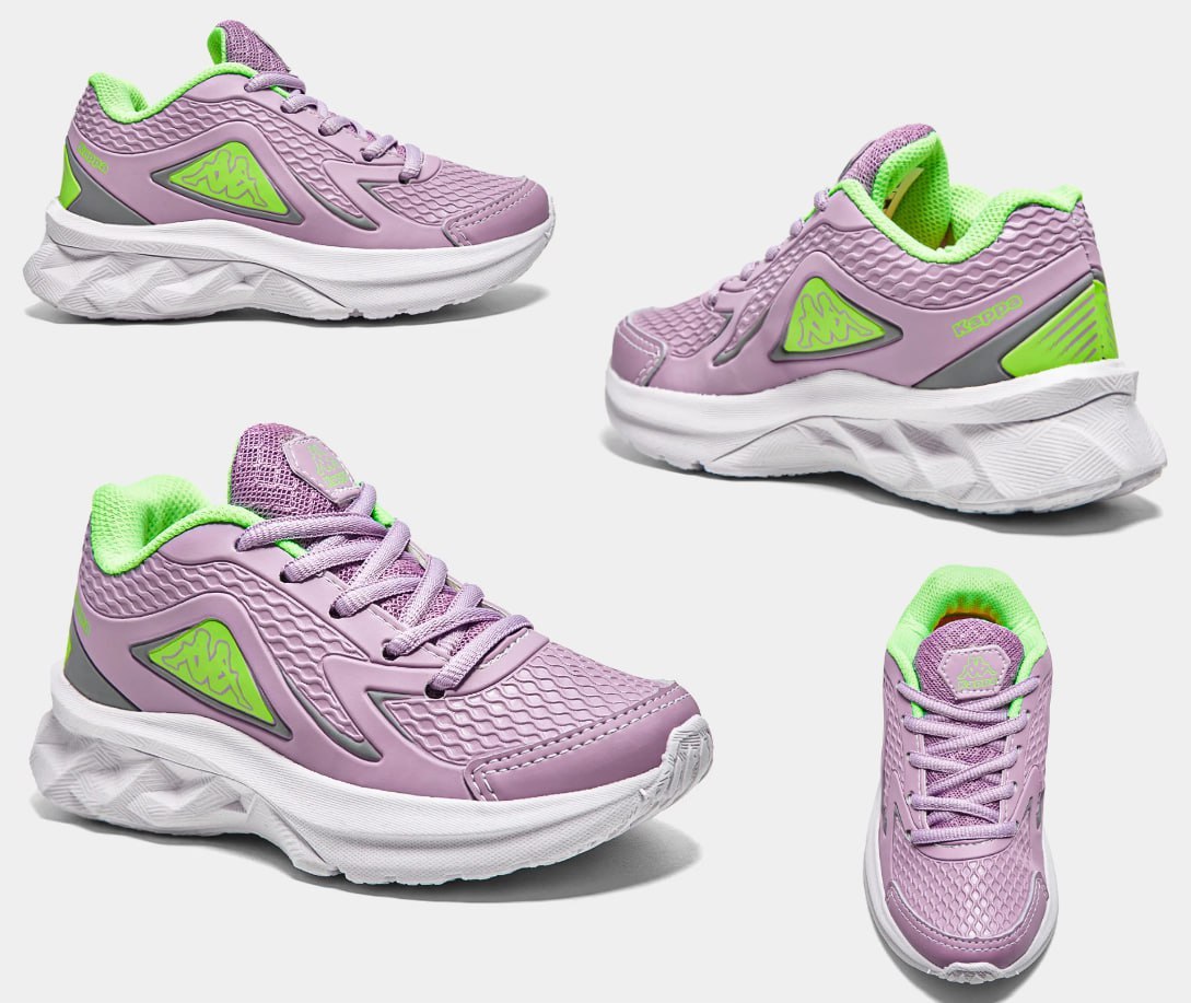 Tênis Infantil Kappa Force Menina - Verde Limão+Roxo (24 ao 29)