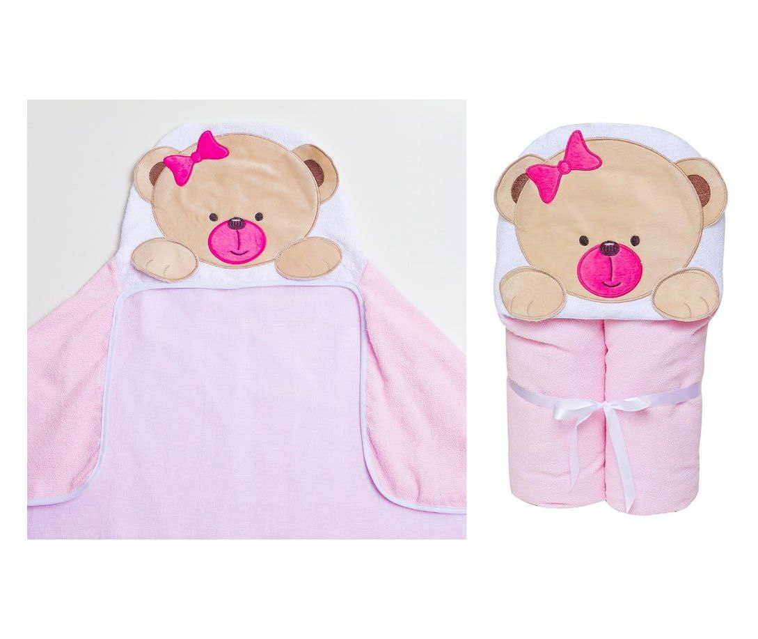 Toalha De Banho Felpuda Bichinhos Papi Toys C/ Capuz 90X70cm Papi Textil