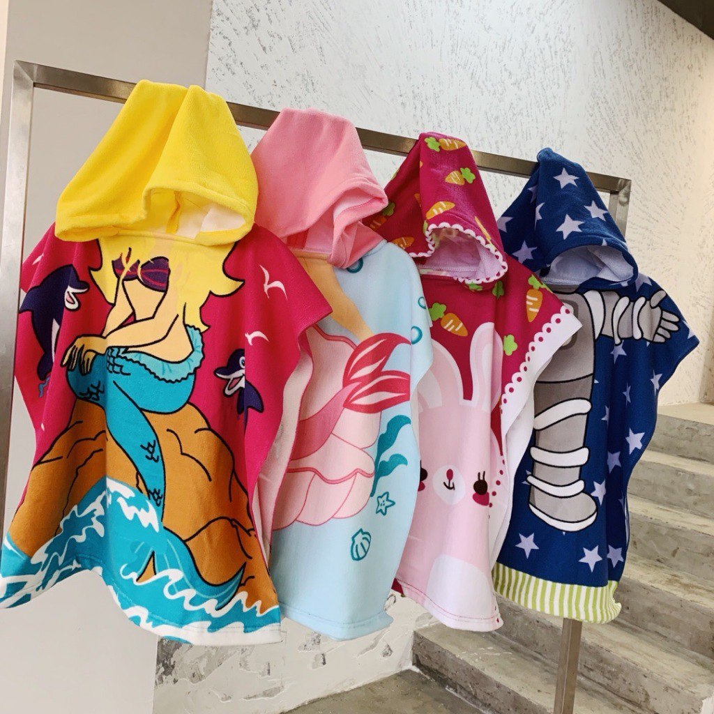 Toalha Poncho Infantil Com Capuz Saída Praia Piscina Banho