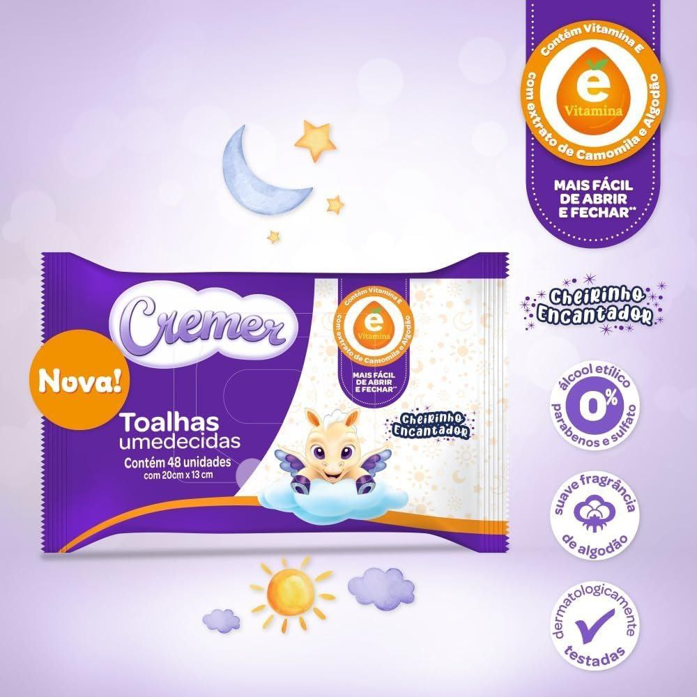 Toalhas Umedecidas Cremer Vitamina E 48 Unidades