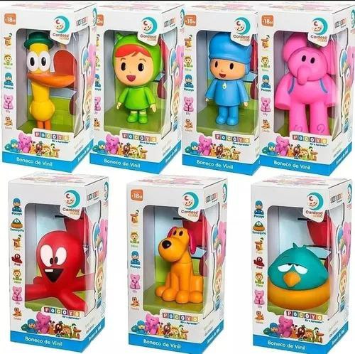 Turma Do Pocoyo - 7 bonecos - (Pocoyo, Pato, Loula, Elly, Nina, Sonequita e Fred)