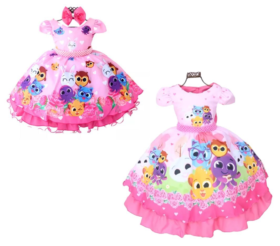 Vestido Temático Super Luxo Bolofofos  (1 ao 4)