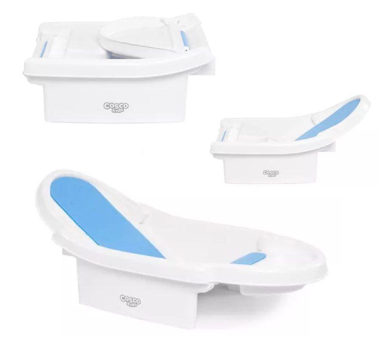 Banheira Dobrável Fold Up Branca e Azul Cosco