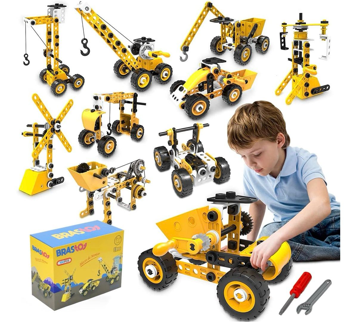 Brastoy Blocos De Construção Conjunto De Aprendizagem Brinquedo STEM Infantil (100 Peças)