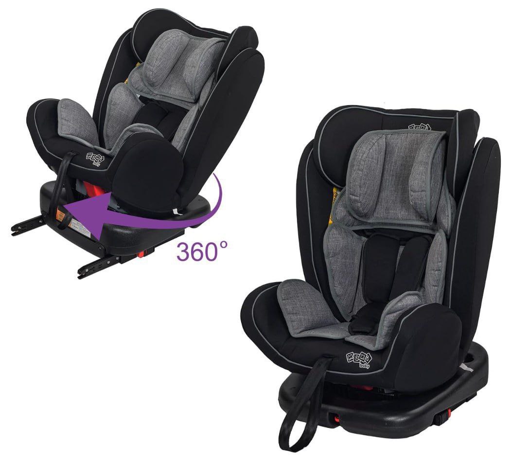Cadeira de Carro infantil Deluxe Rotação 360°, Sistema Isofix e Top Tether Grupo 0, 1,2,3 (0 a 36kgs) Cinza Maxi Baby