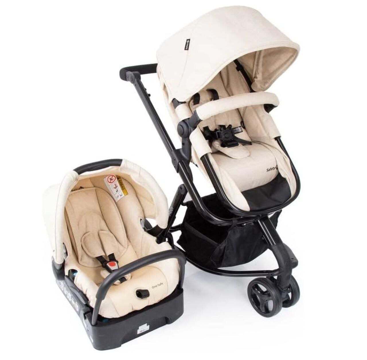 Carrinho Travel System Mobi + Bebê Conforto + Base - Safety1st Beige Nature