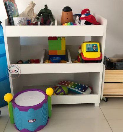 Estante Baú Organizador Brinquedos Infantil Mdf 50x65x30